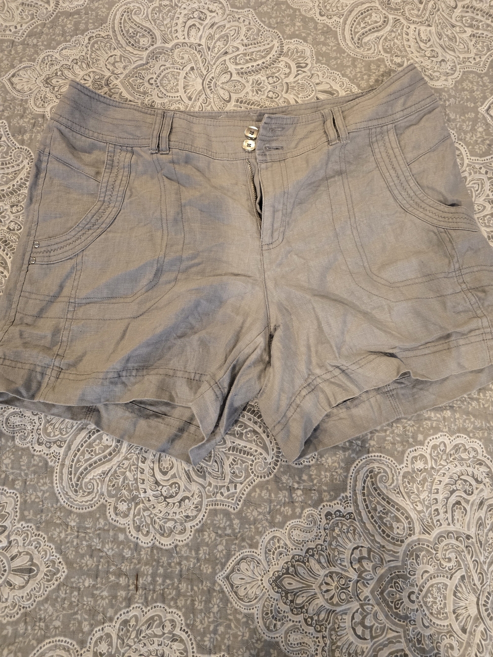 INC International Concepts Light Gray Linen-Blend Bermuda Shorts